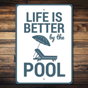 Life By The Pool, Pool Owner Sign, Pool Owner, Outside Decor, Happy Place Decor, Pool Signs, Pool House Signs, Quality Metal Home Signs