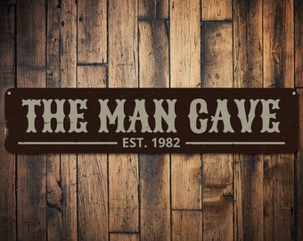 Man Cave Established Date Sign, Personalized Man Cave Decor, Metal Custom Father's Day Gift, Metal Est Date Decor - Quality Aluminum Signs