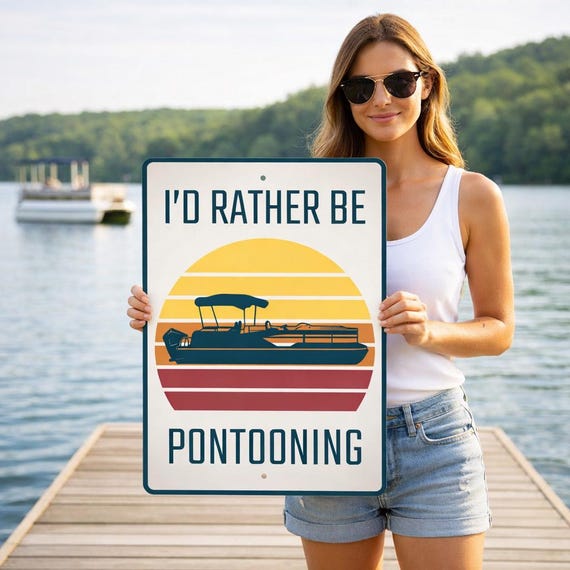 I'd Rather Be Pontooning, Pontoon Life, Pontoon Sign, Lake Hobbies, Lake House Decor, Lake Lovers, Lake Home, Lake Lives, Quality Metal Sign