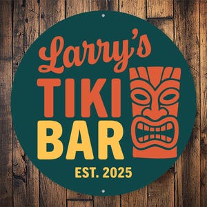 Tiki Bar Sign, Custom Name Sign, Established Sign, Tiki Bar Gift, Tropical Bar Sign, Tiki Bar Welcome, Home Tiki Bar - Metal Sign