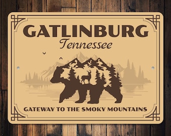 Gatlinburg Tennessee, insegna retrò del parco, Smoky Mountains, regalo per amanti della fauna selvatica, regalo di Gatlinburg, regalo per amanti della natura, decorazione per baita, insegna in metallo