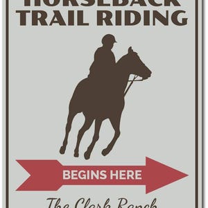 Horseback Rider Sign, Trail Riding Sign, Custom Ranch Sign, Custom Ranch Decor, Trail Arrow Sign, Horse Rider Sign, Quality Metal Sign Decor image 2
