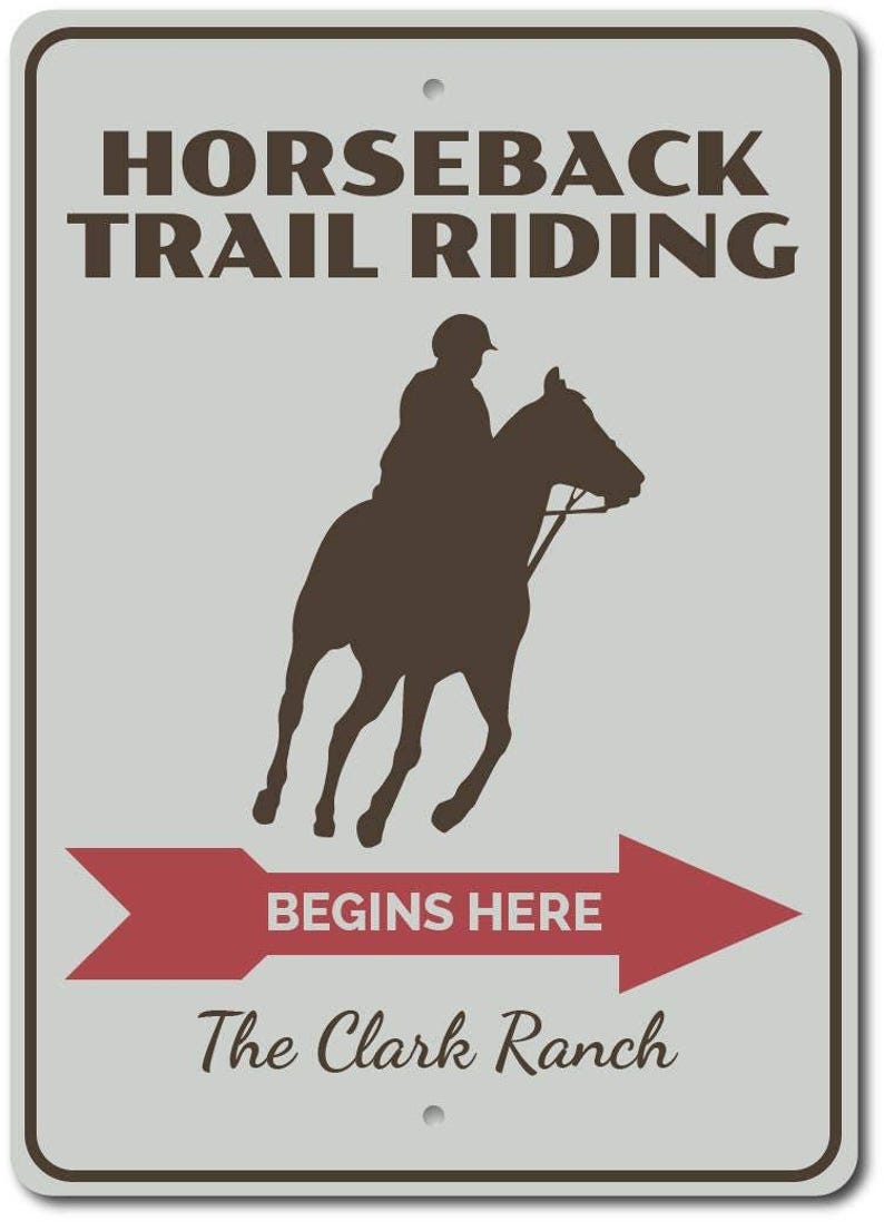 Horseback Rider Sign, Trail Riding Sign, Custom Ranch Sign, Custom Ranch Decor, Trail Arrow Sign, Horse Rider Sign, Quality Metal Sign Decor image 2