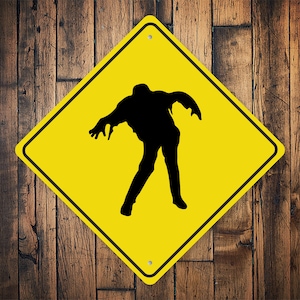 Zombie Crossing Sign, Zombie Crossing, Zombie Lovers, Zombie Room, Halloween Sign, Sign For Zombie, Zombie Gifts, Scary - Quality Metal Sign