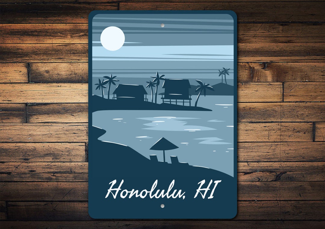 Honolulu Hawaii Sign, Custom Beach Sign, Honolulu Decor, Hawaii Beach