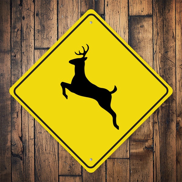 Deer Crossing Sign, Deer Crossing, Deer Crossing Diamond Sign, Deer, Sign For Hunting Lover, Deer Gift, Hunting Sign, - Quality Metal Sign