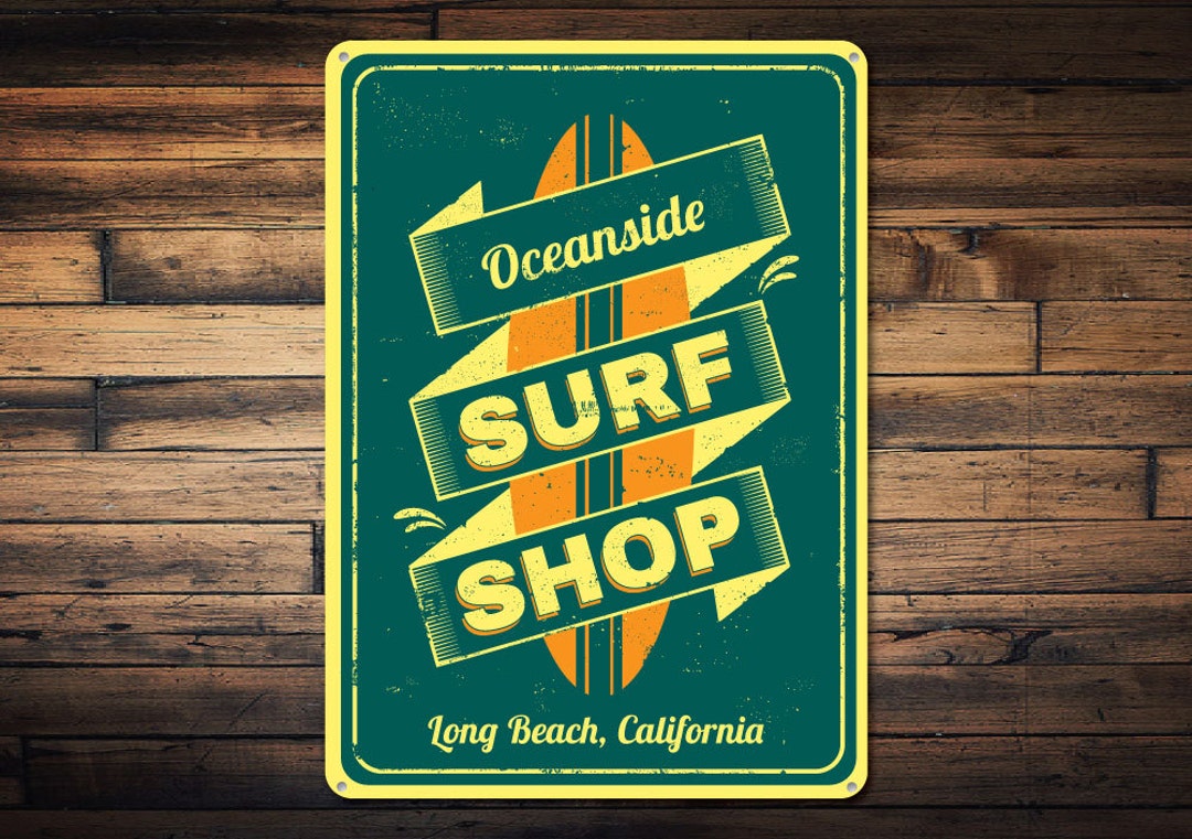 Surf Shop Sign, Personalized Oceanside Shop Decor, Custom Beach ...