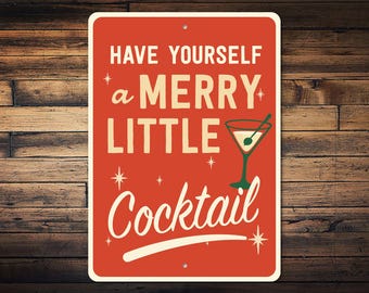 Have Yourself A Merry Little cocktailbord, decoratie feestbar, bord kerstbar, bord feestelijk drankje, bord kerstcocktail, bord kerstcocktail - metalen bord