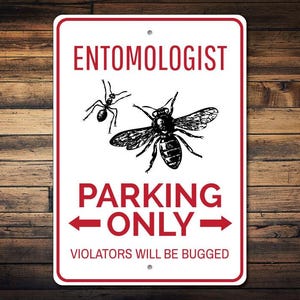 Entomologen-Parkplatz-Schild, Entomologen-Geschenk, Entomologen-Dekor, Entomologen-Schild, Entomologie-Schild, Käfer-Liebhaber-Schild - aus hochwertigem Aluminium