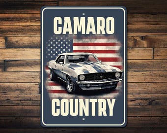 Camaro Country Sign, Camaro Garage Decor, Camaro Sign, Dads Camaro Garage, Camaro Garage, Custom Garage Gift, Custom Camaro Gift -Metal Sign