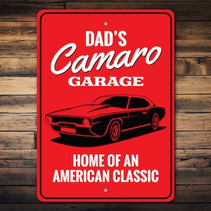 Dads Camaro Garage, Camaro Lover, Camaro Decor, Camaro Owner, Camaro Garage, Dads Garage, General Motors, GM Garage - Novelty Aluminum