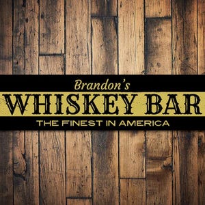 Whiskey Bar Sign, Personalized Finest In America Bartender Name Bar Sign, Whiskey Lover Sign, Metal Bar Decor - Quality Aluminum Bar Decor