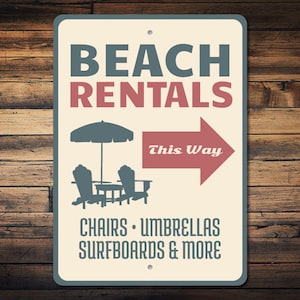 Beach Rentals Sign, Beach Chair Sign, Rentals Arrow Sign, Beach Condo ...