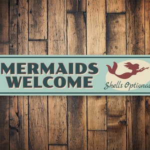 Mermaids Welcome Sign, Gift For Mermaid, Mermaid Gift, Gfit For Mermoms, Beach Shack Gift, Beach Sign Gift, Ocean Living, Sign For Wall