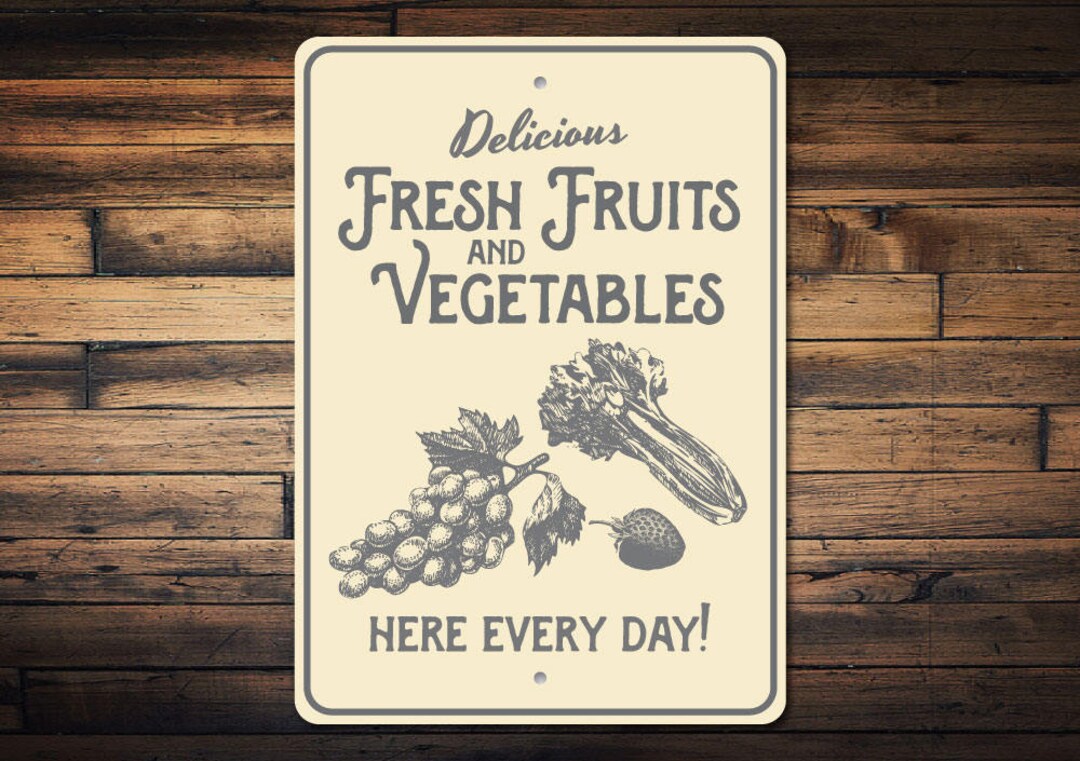 Vegetables Sign, Fresh Fruit Sign, Metal Produce Sign, Fresh Produce ...