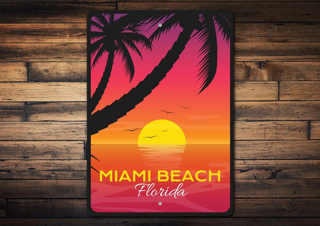 Miami Signs Fun Miami Beach Sign, Custom Beach Sign, Florida Decor, Miami Sunset, Miami ...