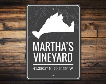 Martha's Vineyard Sign, Vineyard Island Decor, Vineyard Cord Sign, Custom Island Signs, Island House Decor, Sign, Quality Metal State Sign
