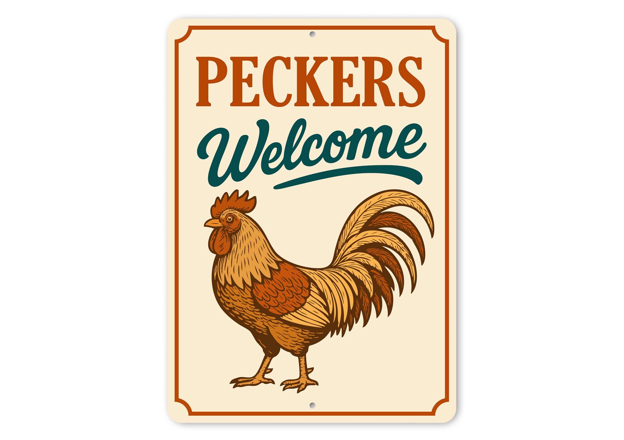 Poutry Sign Peckers Welcome Sign, Poultry Door Sign, Hen House Greeting, Farmhouse ...