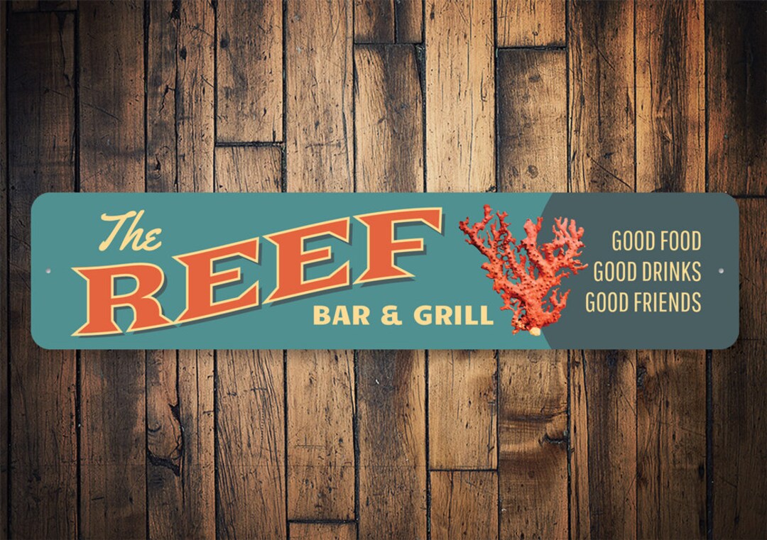 The Reef Sign Bar Grill Reef Reef Bar Ocean Reef - Etsy