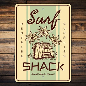 Surf Shack Sign, Surfboard Rentals, Surfer Hangout Sign, Surf Shack Decor, Surfers Paradise, Sunset Beach, Surfer Gifts, Quality Metal Sign