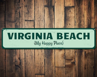 My Happy Place Sign, Personalized Beach Location Sign, Custom Beach House Sign, Metal Beach House Decor - Quality Aluminum Beach Decorations