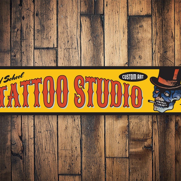 Panneau de magasin de tatouage de la vieille école, tatouage de la vieille école, amateurs de tatouage, signe de tatouage personnalisé, propriétaire de magasin de tatouage, cadeau de tatouage, cadeau pour Tat Studio - Tat Signs