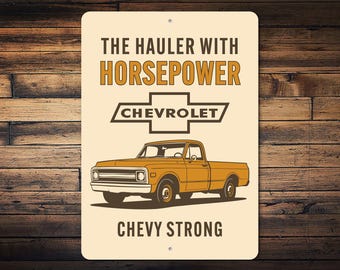 Chevy Trucks Metallschild, Vintage Chevrolet Garage Wanddekor, klassisches Pick-up-Dekor für Man Cave, Auto Shop oder Chevy-Liebhaber-Geschenk