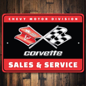 Corvette Sales And Service Sign, Corvette Wall Decor, Retro Car Sign, Man Cave Decor, Vintage Garage Decor, Corvette Lover Gift - Metal Sign