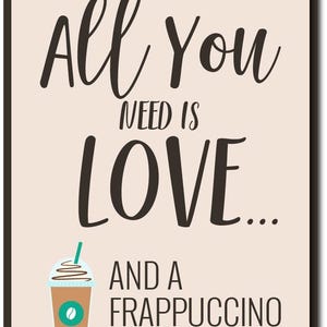 Kaffee Addict Geschenk, alles was du brauchst ist Liebe Zeichen, Kaffee Liebhaber Geschenk, Kaffee Liebhaber Zeichen, Frappuccino Zeichen, Kaffee Dekor Qualität Metalldekoration Bild 2