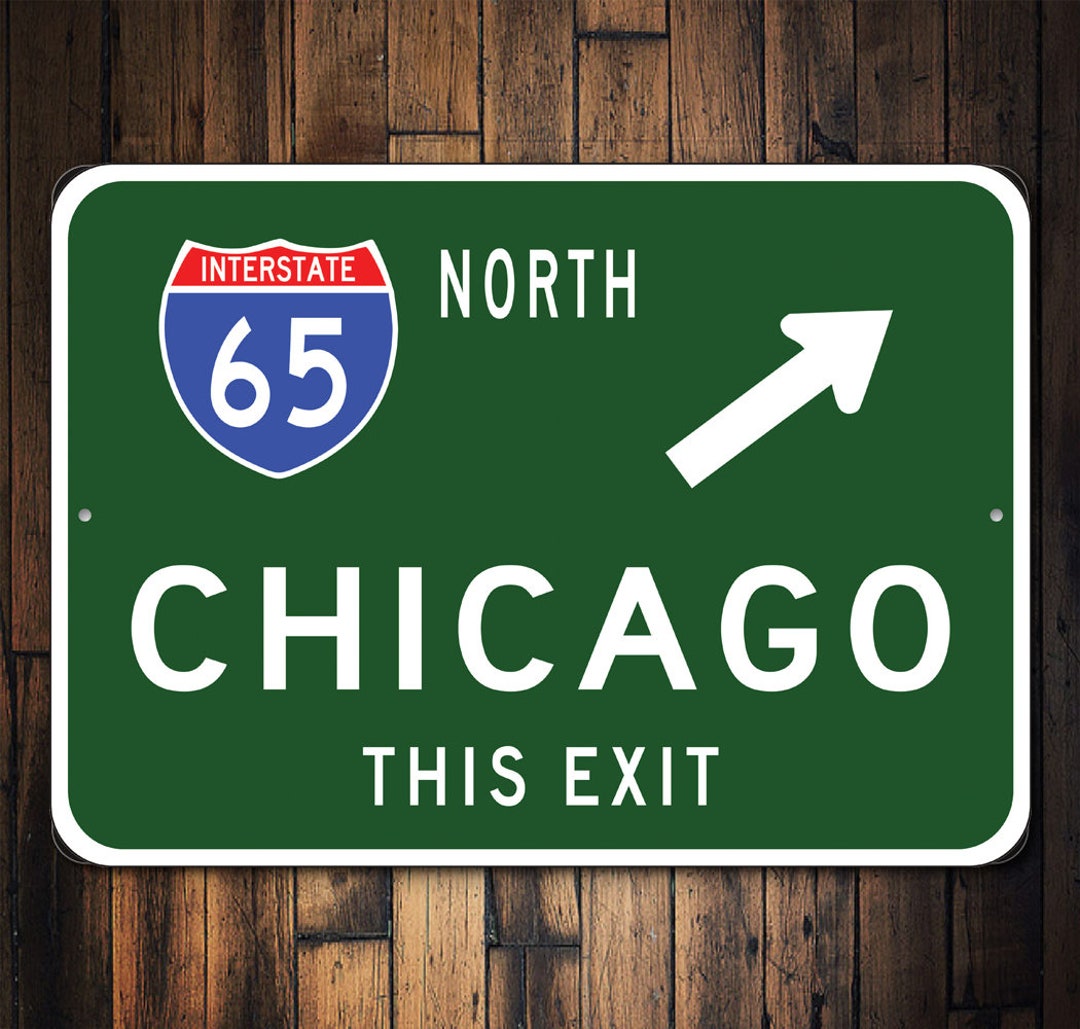 Chicago Exit Sign, Chicago Roadway Sign, Chicago Urban Exit, Chicago