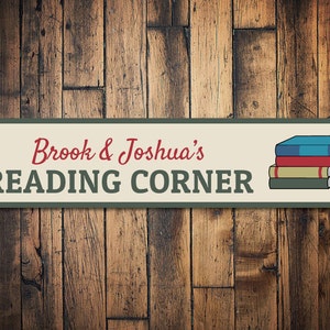 Reading Corner Sign, Personalized Child Name Bedroom Sign, Custom Kid Book Lover Sign, Library Playroom Decor, Readers - Quality Aluminum