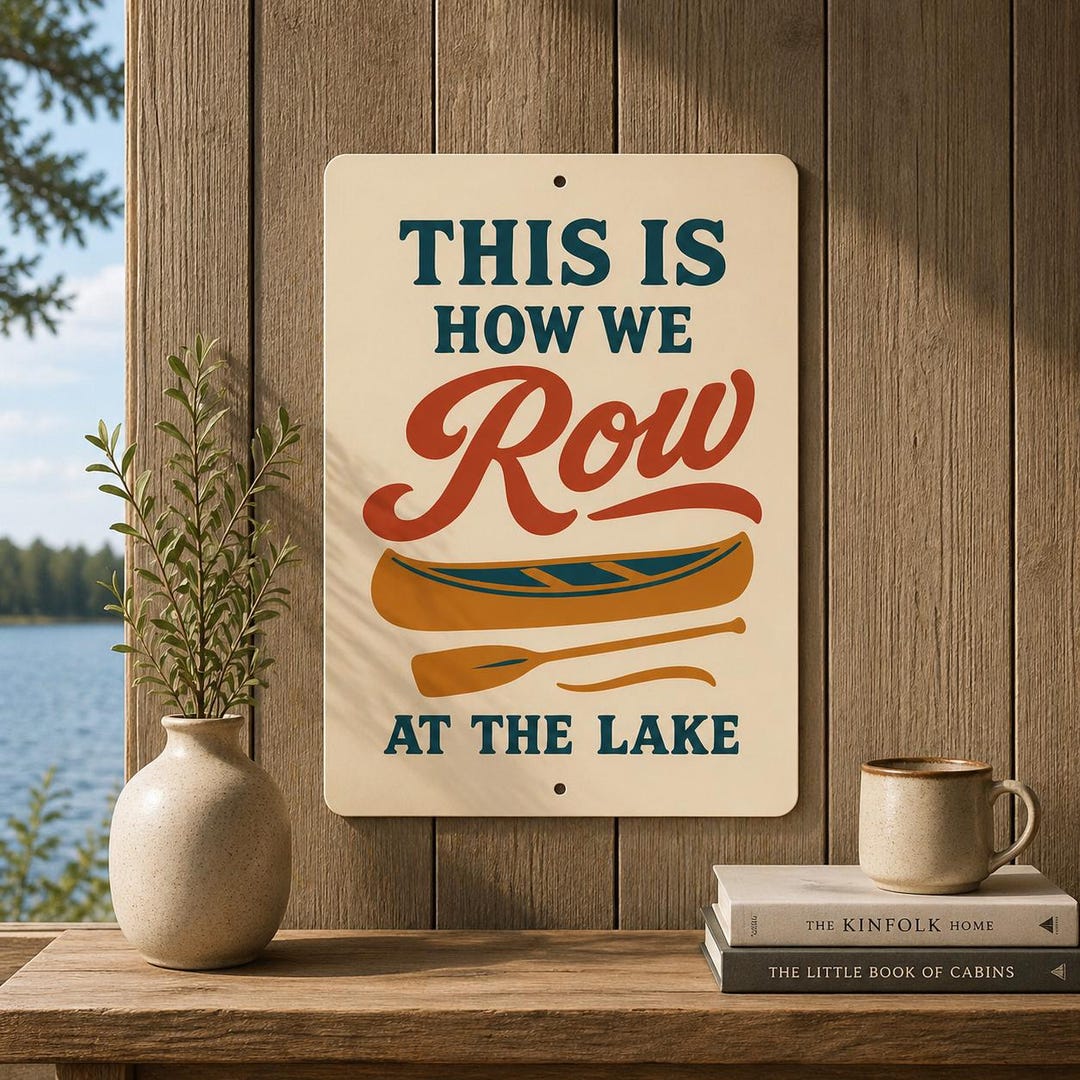 Row Boating Sign This is How We Row Metal Sign, Lake Life Wall Art, Canoe Decor, Boating ...