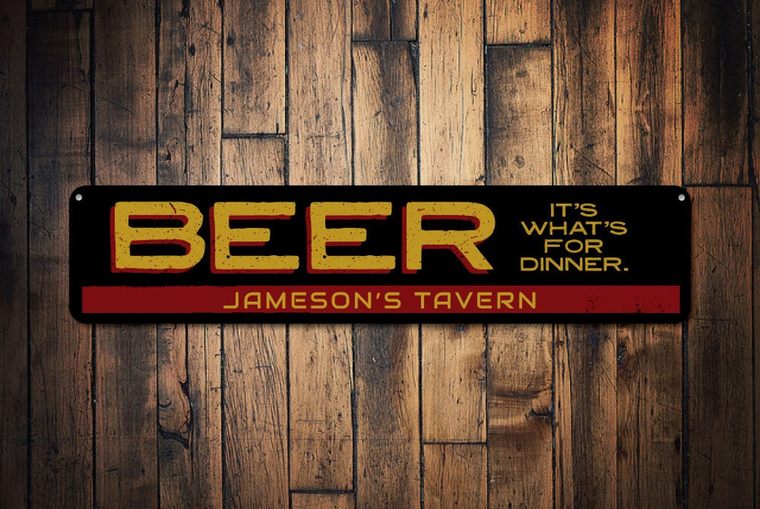 Beer It's What's for Dinner Sign, Personalized Tavern Name Sign, Custom ...