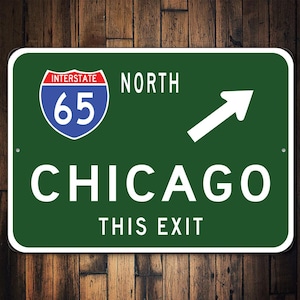 Chicago Ausgangsschild, Chicago Straßenschild, Chicago Urban Chicout, Chicago Straßenschild, Interstate Schild - Qualität Metallschild