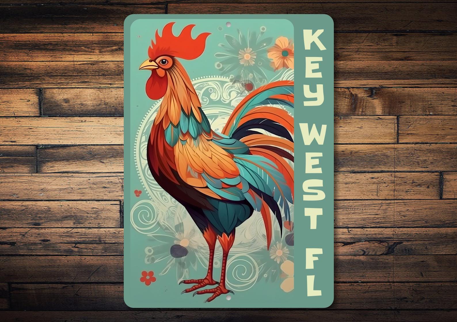 Rooster Wall Decor, Key West Metal Sign, Florida Wall Decor, Custom Metal Sign, Key West Home Decor, Key West Gift, Key West Man Cave Sign