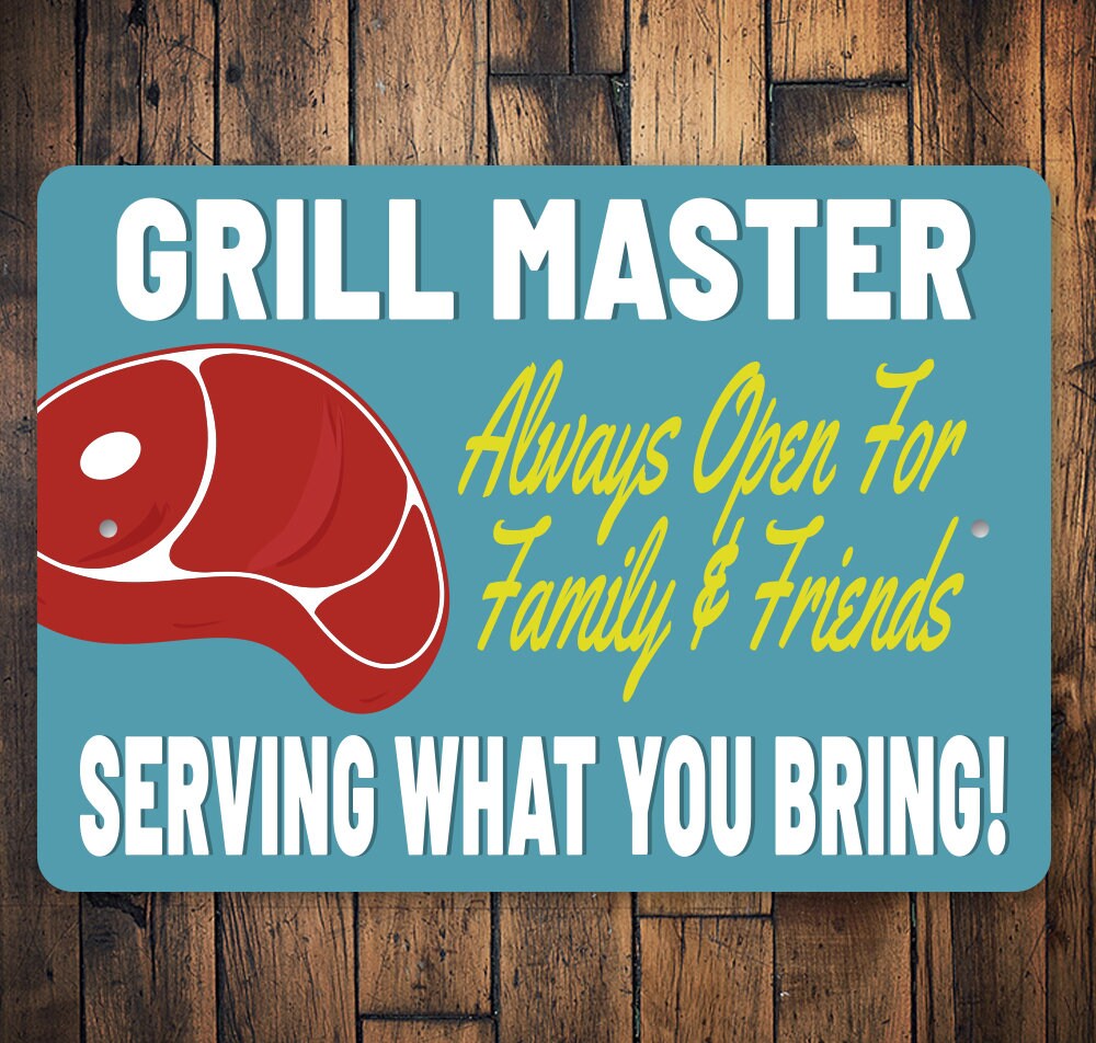 grill master sign, custom grill decor, cook sign for griller, grilling meat kitchen sign
