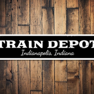 Personalized Train Depot Sign - Custom Railroad Station Plaque - Vintage Train Lover Gift - Railway Wall Art - Locomotive Decor