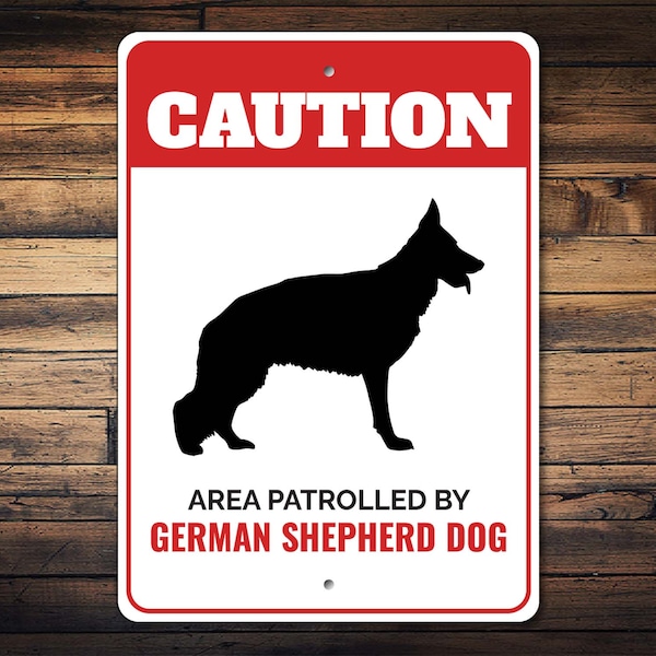 German Shepherd Dog Sign, Caution Dog Sign, Alsatian Dog Lover, Dog Breed Signs, German Shepherd Gift, Gate Dog Sign - Dog Metal Sign