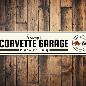 Custom Classic Corvette Sign, Classic Corvette Garage, Corvette Garage, Dads Corvette, Custom Vintage Car Sign, Vintage Corvette Gifts