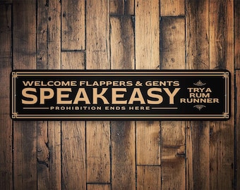 Speakeasy Rum Runner, Rum Runner, Bootlegger Sign, Bootlegger, Speakeasy, Bar Sign, Home Bar Decor, Bar Wall - Quality Aluminum Decorations
