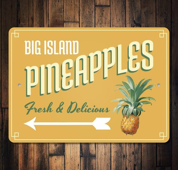 Pineapples Sign, Island Fruit Sign, Pineapple Decor, Pineapple Sign, Fruit Arrow Sign, Fresh Fruit Kitchen Decor, Quality Metal Fruit Signs