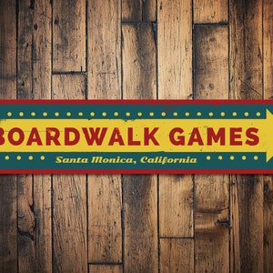 Boardwalk Games Sign, Personalized Directional Arrow Sign, Custom Beach Location Sign, Metal Beach House Decor - Quality Aluminum Game Decor