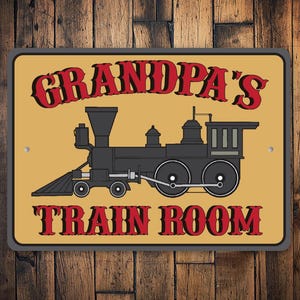 Grandpas Train Room, Custom Train Room, Train Room Sign, Train Lover, Train Decor, Train Gift, Gift For Train Room - Metal Aluminum Sign