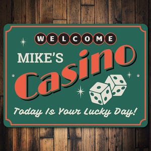 Casino Owner Sign, Dicing Here Gambling, Poker Lounge Decor, Poker Gift Sign, Poker Decor, Room Decor, Metal Sign, Quality Metal, Metal Sign
