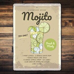 Mojito Signature Drink Sign, Custom Mojito Drink Gift, Custom Bar Drink Gift, Mojito Gift, Mojito Bar Sign, Mojito Bar Gift, Decor For Bar