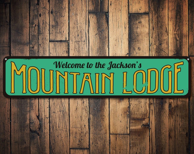 Mountain Lodge Sign, Personalized Welcome Ski Lodge Sign, Custom Family Name Sign, Metal Ski Lodge Decor - Quality Aluminum Ski Decorations