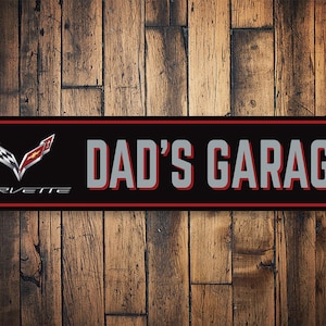 Dads Corvette Garage Signs, American Corvette Gifts, Fathers Day Decorations, Corvette Lovers - Quality Aluminum Antique Car Decorations