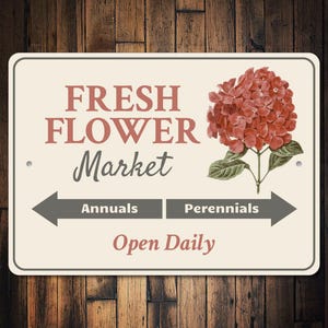 Fresh Flower Market Sign, Hydrangea Decor, Hydrangea Sign, Flower Market Decor, Market Arrow Sign, Flower Decor, Quality Metal Flower Signs