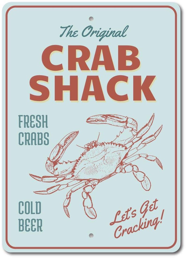 Krab minnaar cadeau, krab shack teken, krab shack decor, krab cadeau, krab teken, krab decor, krab strand decor, metalen krab teken, kwaliteitsmetaal afbeelding 2