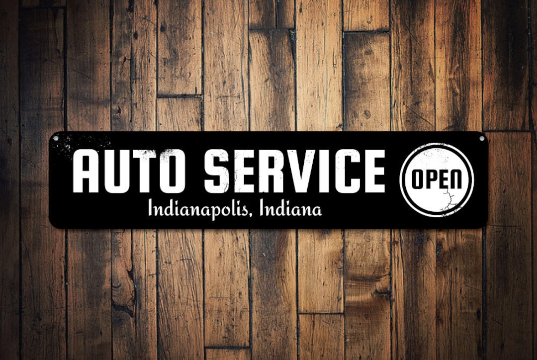 Open Auto Service Sign, Personalized Garage Location City State Sign ...